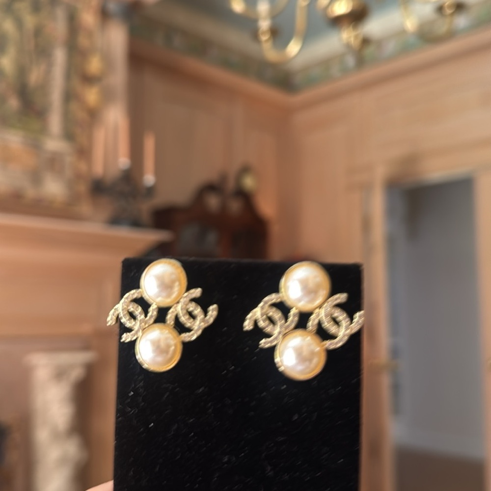 Chanel Silver -Tone Earrings - signed in back